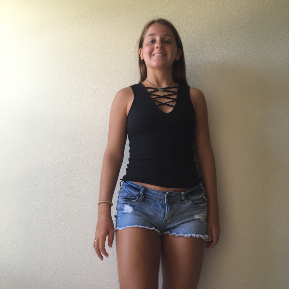 Tight black tank top